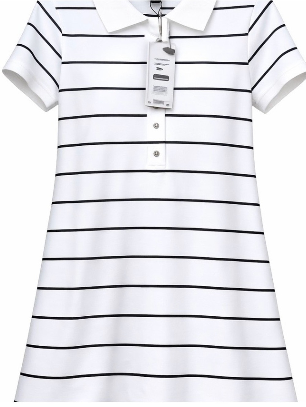 Zara Classic Black & White Striped Polo Dress NWT L